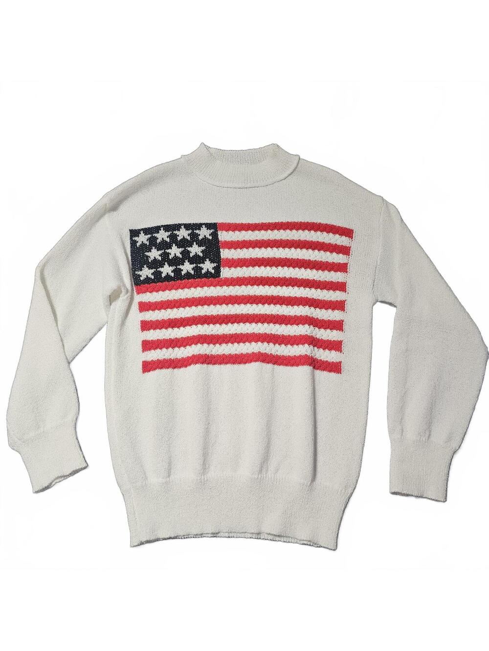 Haptics Vintage Style American Flag Knit Sweater Sz Small Cozy 4th July Pullover